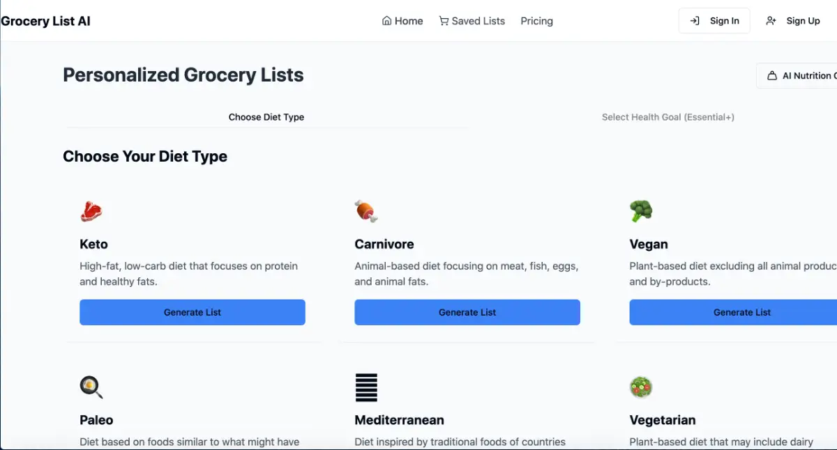 Grocery List AI screenshot 1