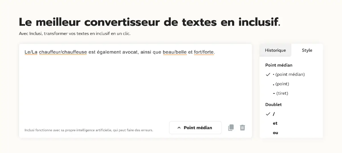 Inclusi.fr - Convertisseur de texte en inclusif screenshot 2