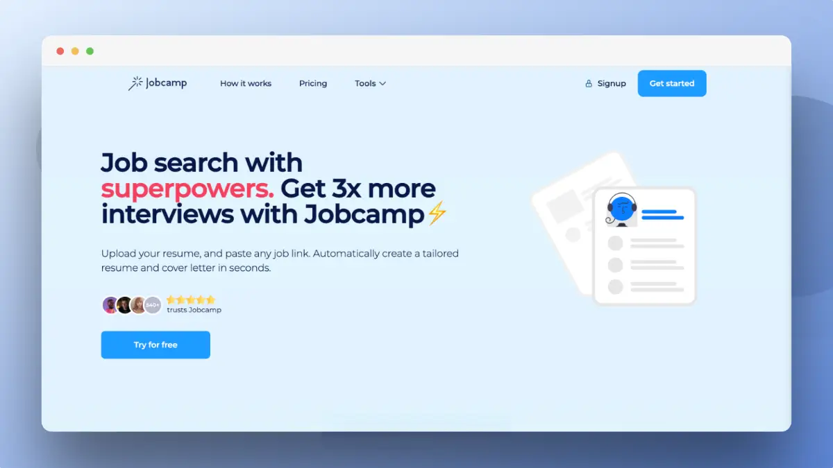 Jobcamp screenshot 2