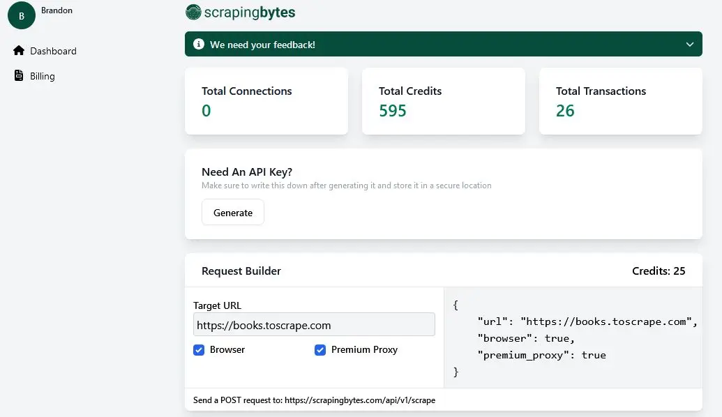 ScrapingBytes screenshot 2
