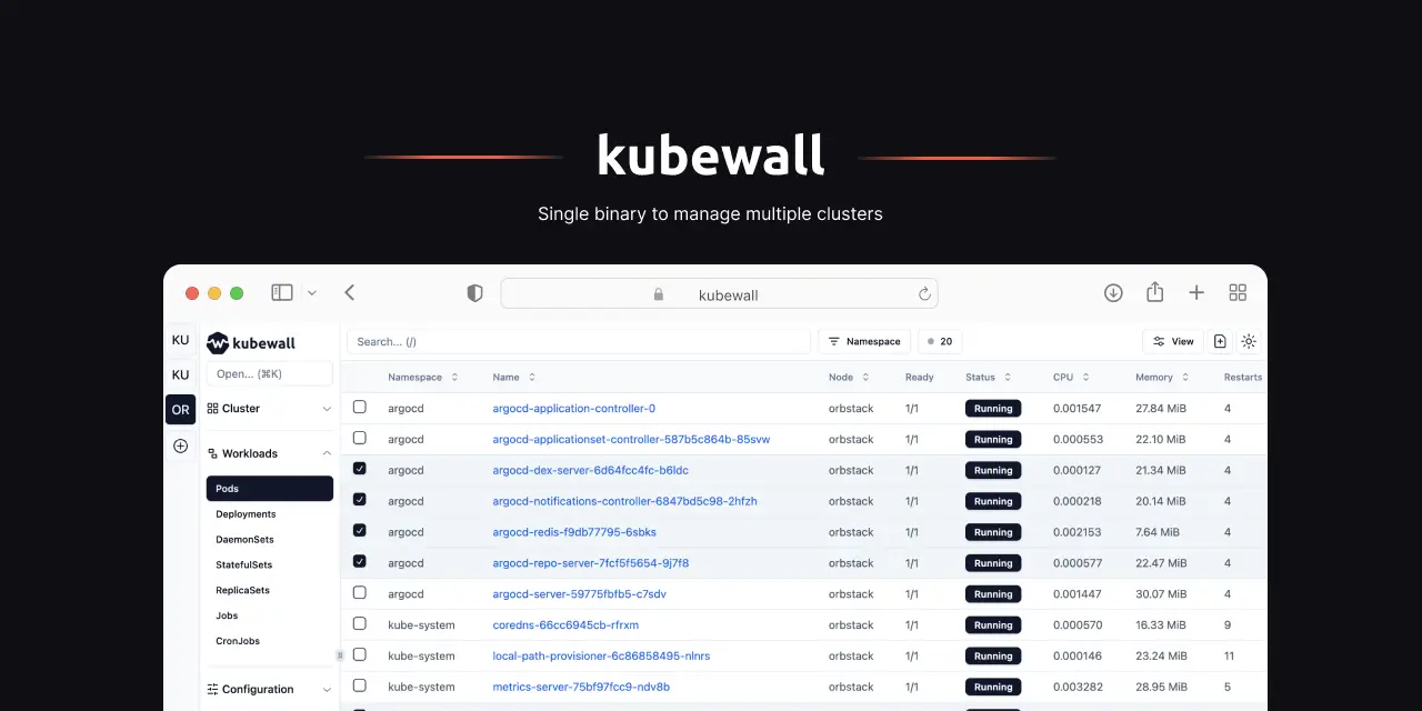 kubewall: Kubernetes Dashboard screenshot 1