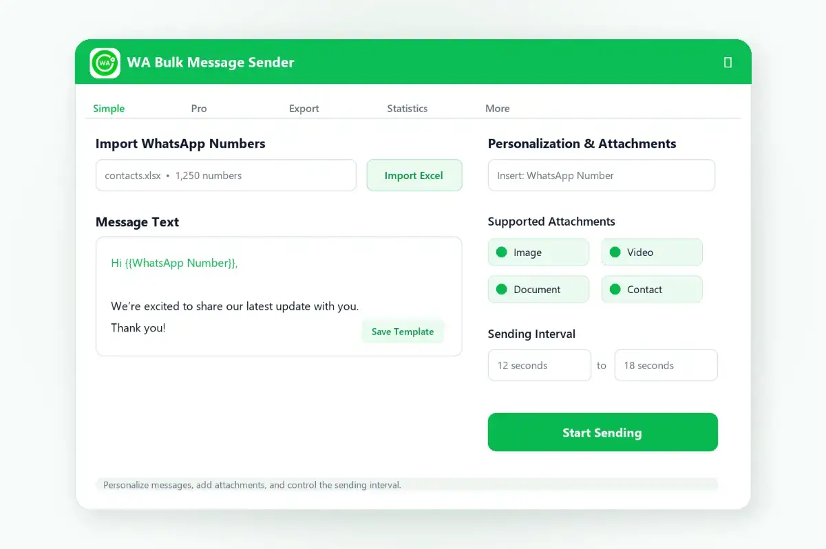 Free WhatsApp Sender screenshot 2
