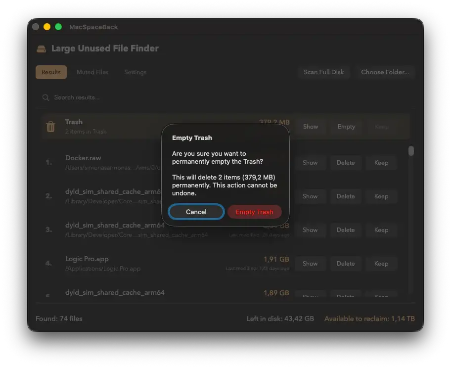 MacSpaceBack screenshot 2