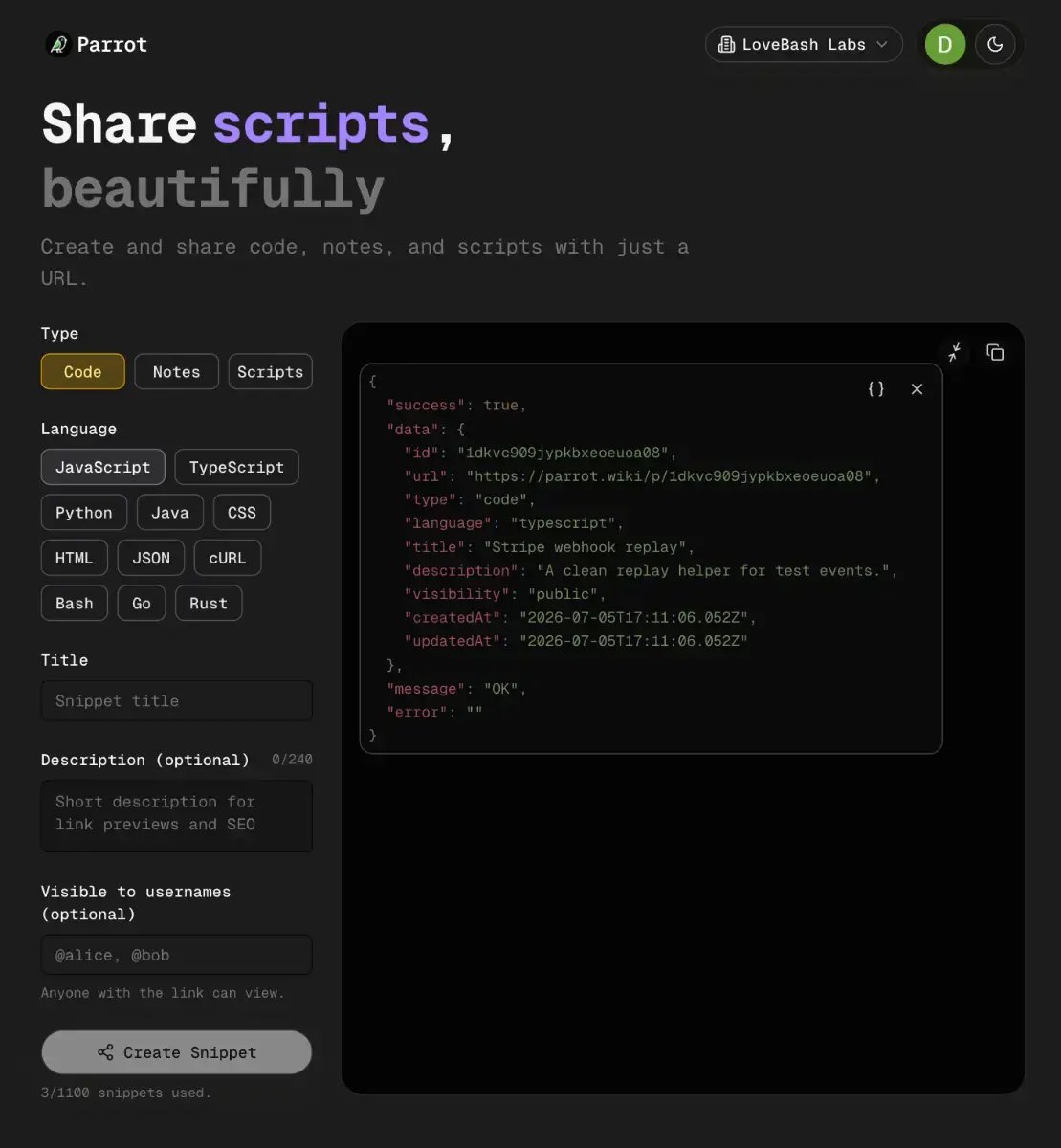 Parrot screenshot 1