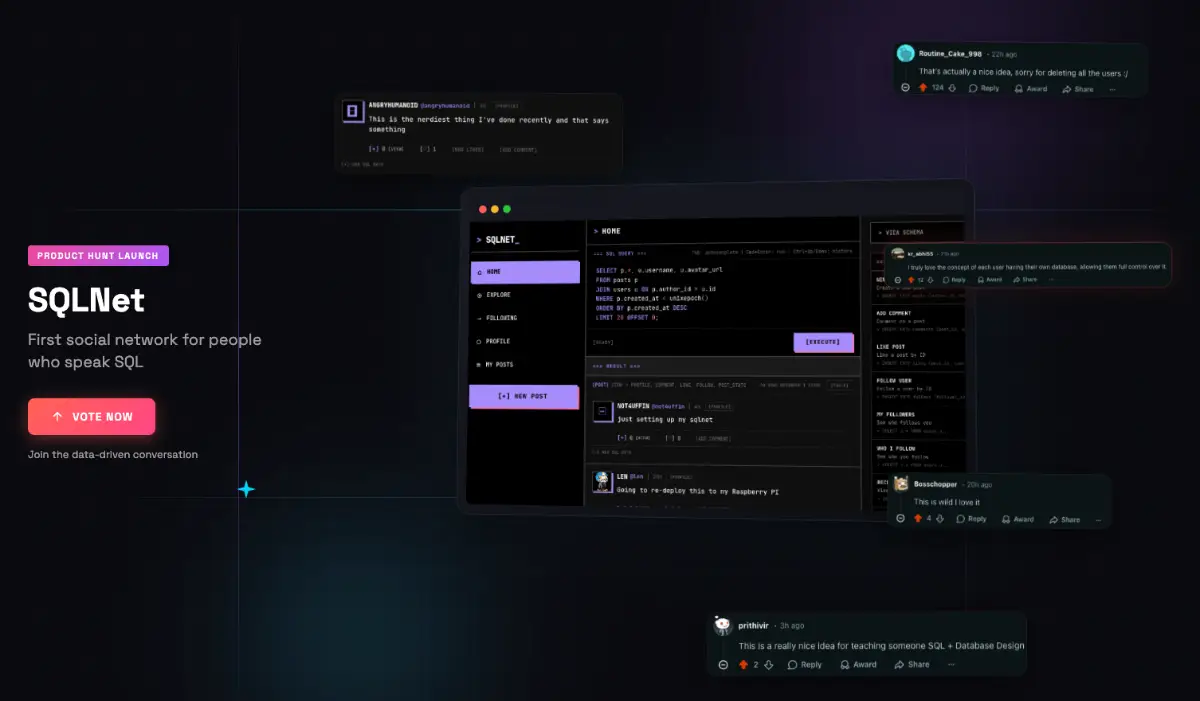 SQLNet - Like Twitter with SQL screenshot 2