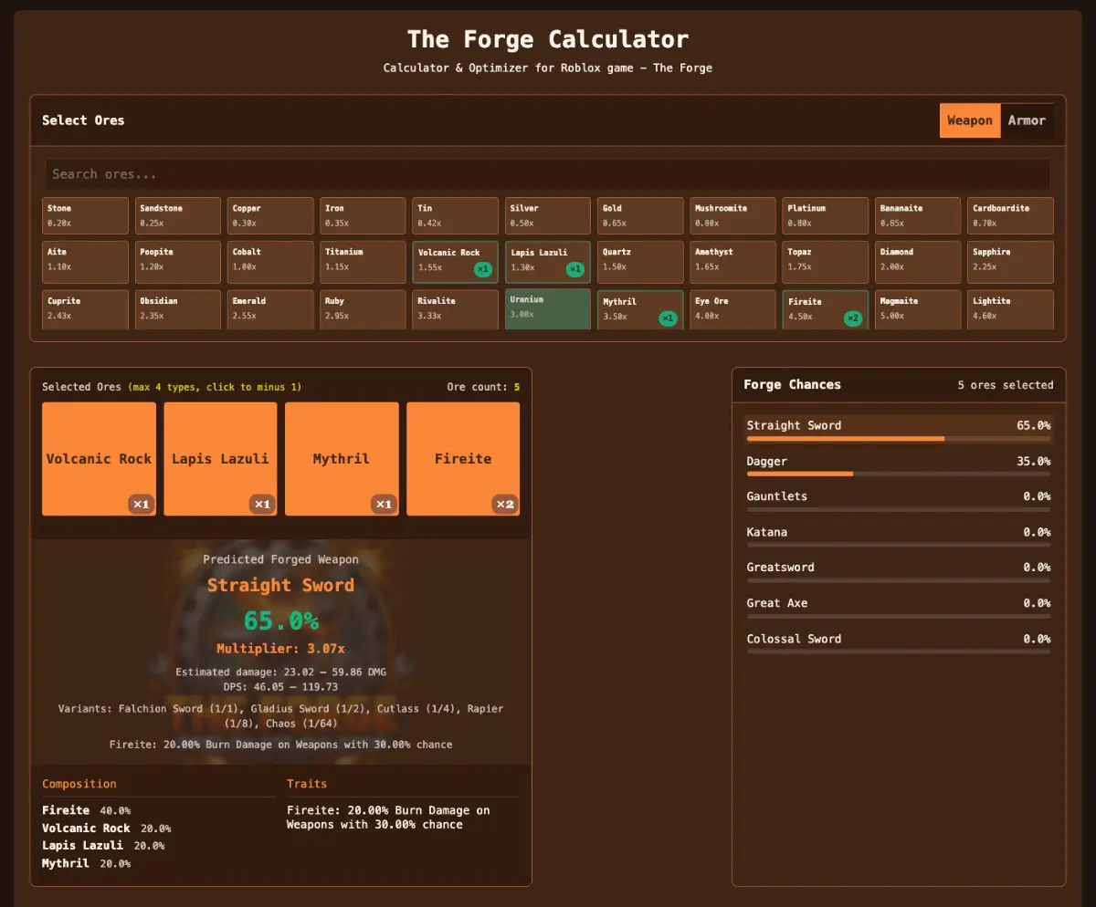 The Forge Calculator screenshot 2