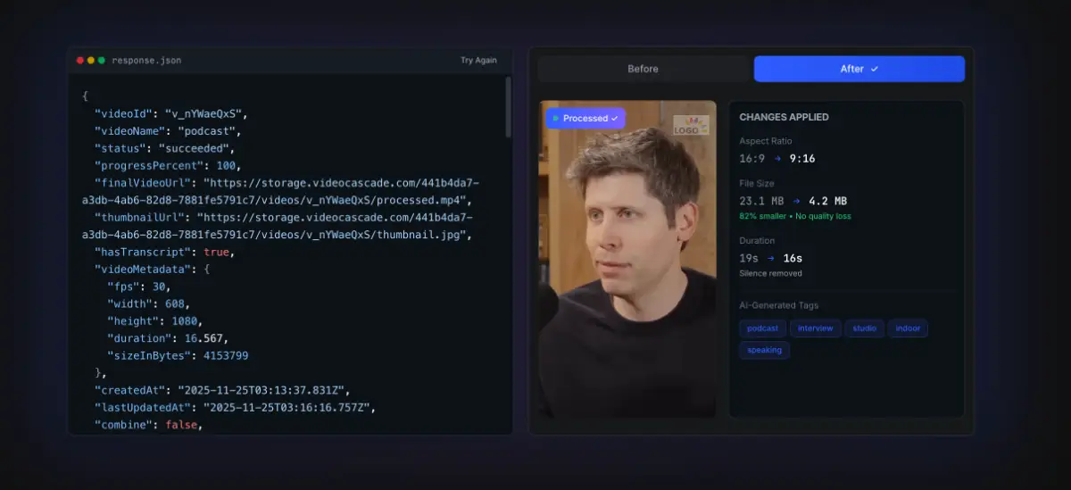 VideoCascade API screenshot 2